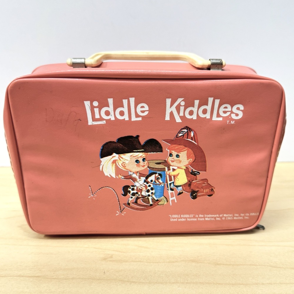 Vintage Mattel Liddle Kiddles Doll Case Coral-Pink Rectangle Zippered Storage